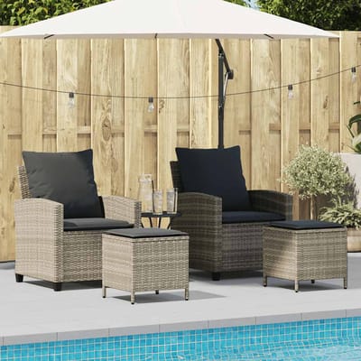 vidaXL - 4-delige - tuinbankset - met - kussens, - lichtgrijs - polyrotan