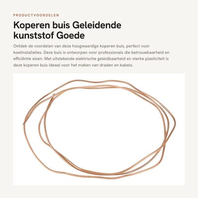 Dailygoods - Koperen buis - Geleidende kunststof - Goede warmte-uitwisseling - 2 Meter - Elektrische geleidbaarheid - Geschikt voor koelinstallaties -...