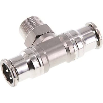 16mm x R1/2'' inline T-stuk RVS Insteekfitting Buitendraad Draaibaar FKM