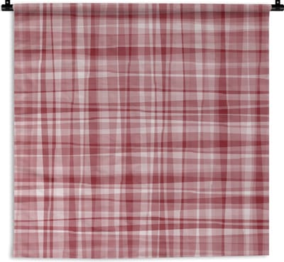 Wandkleed - Wanddoek - Patroon - Rood - Waves - 90x90 cm - Wandtapijt