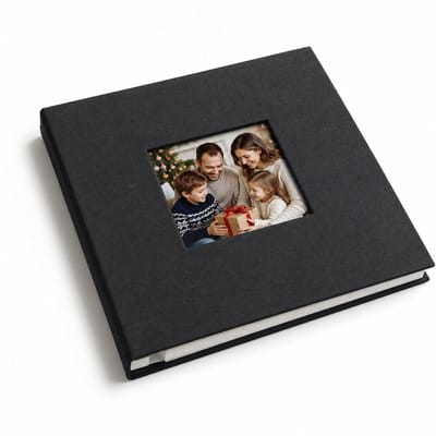 Gloovon® Zelfklevend Fotoalbum - Zwarte Pagina's & Linnen Hardcover - Vrije Indeling - 27x28 cm - 20 Vellen / 40 Pagina's - Zwart