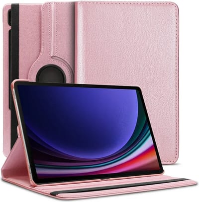 Book Cover Geschikt voor: Samsung Galaxy Tab S9 FE 5G 10.9 inch (SM-X510/X516B/X518U) & Tab S9 (SM-X710/X716B/X718U) & Galaxy Tab S10 FE / Tab S10 Lite / Tab S11 - 11 inch Draaibaar Hoesje - Multi stand Case - Rosegoud