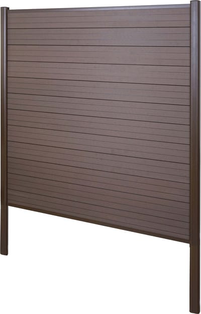 WPC privacyscherm Sarthe, windscherm, aluminium paal voor plaatsing in beton ~ basiselement, 190cm bruin