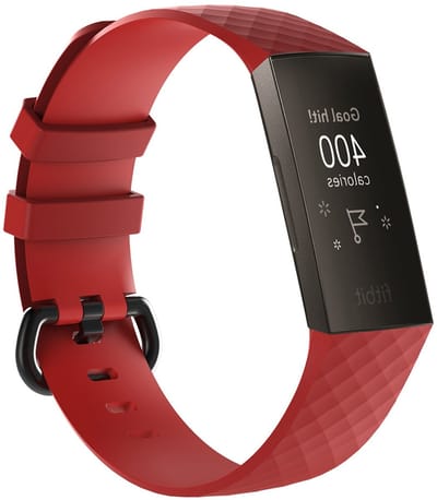 By Qubix - Compatible Fitbit bandje - geschikt voor Fitbit Charge 3 - Fitbit Charge 4 siliconen diamant pattern bandje - Maat: Large - Rood - Horlogeband - smartwatchbandje