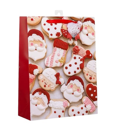 Gerimport Kerst cadeau tasje - 32 cm - Kerstman en kerstvrouw - inpakken - kerstcadeaus