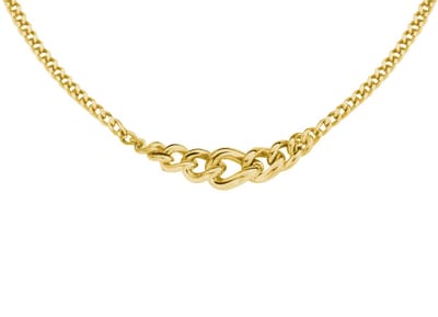New Bling 9SIL-23473 Zilveren Gourmette Ketting Aflopend - 42+3cm - 1.7 tot 5.3mm Breedte - Zilver - Verguld/Goud op Zilver