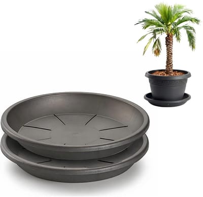 Plasticforte plantenpot onder schotel / opvang schaal - 2x - antraciet - dia 54 cm - Kunststof - voor een pot met dia 65/70 cm
