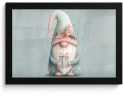 Poster in lijst - Fotolijst 30x20 cm - Posters - Kerstgnome - Cadeau - Groen - Posterlijst zwart - Decoratie - Wanddecoratie woonkamer - Muurdecoratie slaapkamer - Kerstversiering - Kerstdecoratie voor binnen - Kerstmis