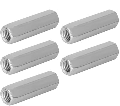 Dailygoods- Zeskantmoer Lange Schacht - Koolstofstaal Gegalvaniseerd - M10*40 - Bevestigingsmiddelen - 5 Stuks - Essentieel Hulpmiddel - Moeren