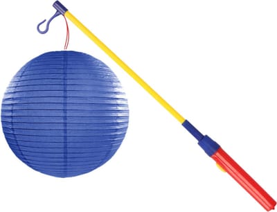 Mooie Lampion Luxe Blauwe print 25 cm met lampionstokje setje - Lampionnentocht/sint Maarten