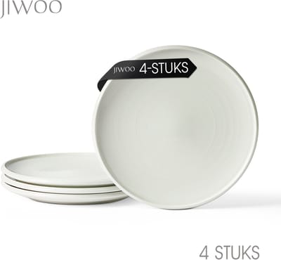 Dinerborden set van 4 (Ø21,8cm / 8,5inch), Bordenset, Ontbijtborden, Dessertborden, serviesset 4 persoons, Geschikt voor restaurants, Horeca, Feest, familiefeesten, banketten en picknicks, Magnetron-vaatwasserbestendig, Keramiek
