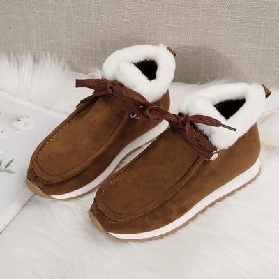 Winter Warme Sneeuwlaarzen Outdoor Wedgehak Korte Katoenen Schoenen voor Dameslaarzen Klassieke Vetersluiting Plus Velvet Dames Enkellaarsjes 42 white