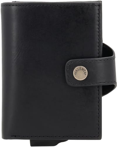 Valenta - Echt Leren Portemonnee - Pasjeshouder Uitschuifbaar - Zwart - max 12 pasjes, briefgeld en muntgeld - RFID NFC - incl. Luxe Cadeaubox