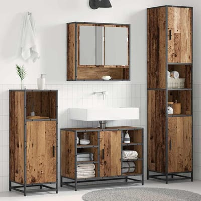 vidaXL - Badkamermeubel - Set - Oud - Hout - 35 - x - 37,5 - x - 188,5 - cm - Bewerkt - hout