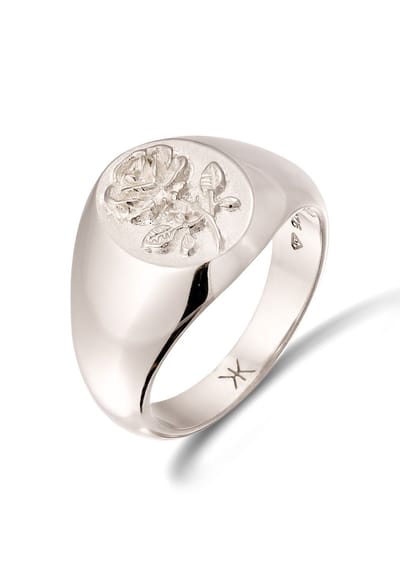 KUZZOI - Ring - Zegelring Heren Roos 925 Sterling Zilver Chunky -