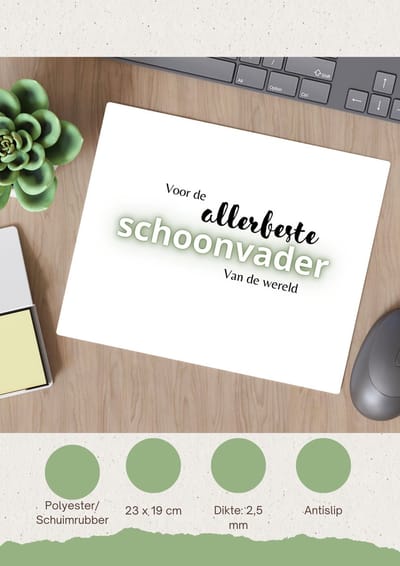 Akyol - voor de allerbeste schoonvader van de wereld Muismat - Papa - de beste schoonvader - vader cadeautjes - vaderdag - verjaardagscadeau - verjaardag - cadeau - geschenk - kado - gift - vader artikelen - 23 bij 19 cm