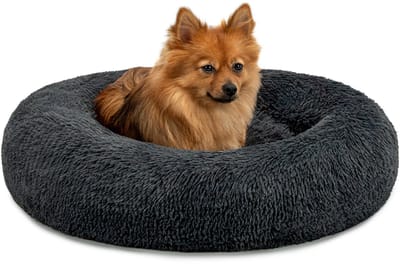 Donut Hondenmand kattenmand - Zacht en Luxe Hondenkussen - Wasbaar - Fluffy - Hondenmanden - 60cm - Grijs