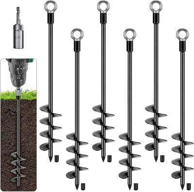 Tent Grondpen - Grondanker Stormpunt - Vastzetten Tenten - Hoge Sterkte Schroef - 61 cm 6 Stuks - Zwart