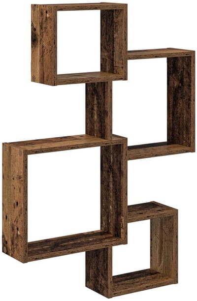 vidaXL - Wand - Kubus - Planken - Muurmontage - Oud - hout - 64 - x - 13,5 - x - 91,5 - cm