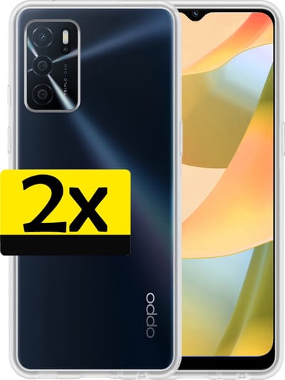 Hoesje - 2 Stuks - Geschikt voor OPPO A16s - Sterk & Shockproof - Case Siliconen - Back Cover - Telefoon Hoes - Telefoonhoesjes - Transparant