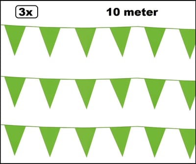30 Meter Vlaggenlijn lichtgroen – 3x 10 meter - Landen festival thema feest vlaglijn verjaardag fun party
