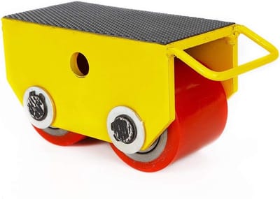 Transport chassis met transportwielen voor zware lasten tot 2.5T, industrieel rolmechanisme, meubeltransportwielen in geel/rood