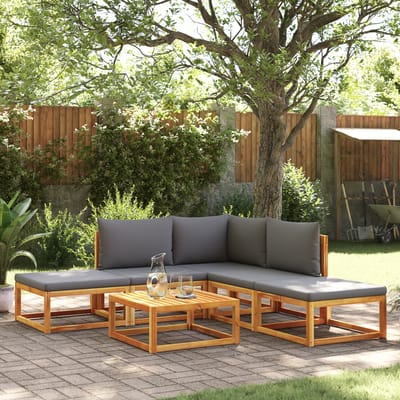 vidaXL - 6-delige - tuinbankset - met - kussens - acaciahout - & - touw