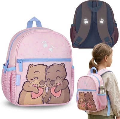 Otters, klein kleuterschoolrugzakje voor meisjes met reflecterende details, voor uitstapjes 5L