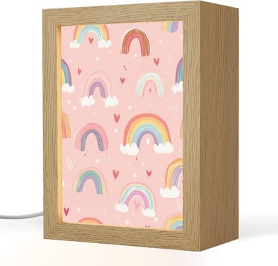 Nachtlampje 15x20 cm - Kinder lampje - Regenboog - Patroon - Pastel - Tafellamp kinderkamer - Slaapkamer lamp - Bedlamp kinderen - Kinderlampje stopcontact - Wandlamp babykamer - Nachtlampjes