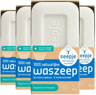 Seepje Vlekkenverwijderaar Waszeep Bergamot en Limoengras - 4 x 120 gram