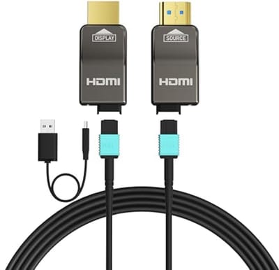 RUIPRO 8K HDMI-kabel van pure glasvezel, afneembaar, 25 m, 48 Gbit/s, ondersteuning 8K 60Hz, 4K 120Hz, dynamische HDR, eARC, compatibel met PS5/Xbox/TV/Blu-ray/Monitor
