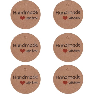 100 stuks Bruine Handgemaakte Hanglabel Bruiloft Bedankje Cadeau Dessert Tags Kleding Sieraden Prijslabel handmade with love brown