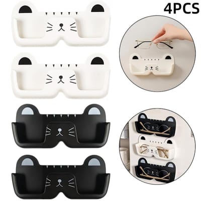 4 stuks-Opbergdoos-plank-organizer voor brillen - boren niet nodig - geschikt voor badkamers, slaapkamers en hallen - voor het opbergen van brillen en zonnebrillen - zwart-wit - 17,5*3*8.5 cm