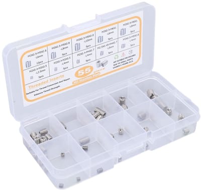 Dailygoods- Schroefdraadmoeren 55 Stuks - Roestvrij Stalen Inzetmoeren - M2/M2,5/M3 - Inclusief Opbergdoos - Geschikt voor Houten Meubels - Diverse Maten