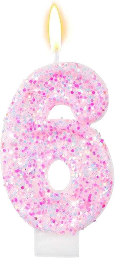 Roze Cijferkaarsen - Taart Decoratie - Verjaardag Vieren - Glitter Afwerking - 719 cm Hoog - Roze
