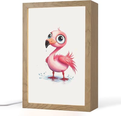 Nachtlampje 20x30 cm - Kinder lampje - Flamingo - Roze - Water - Tafellamp kinderkamer - Slaapkamer lamp - Bedlamp kinderen - Kinderlampje stopcontact - Wandlamp babykamer - Nachtlampjes