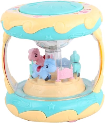 Draaiende Muziek Trommel - Speelgoed Trommel - Baby Entertainment - Licht en Muziek - 11 x 11 x 11 cm