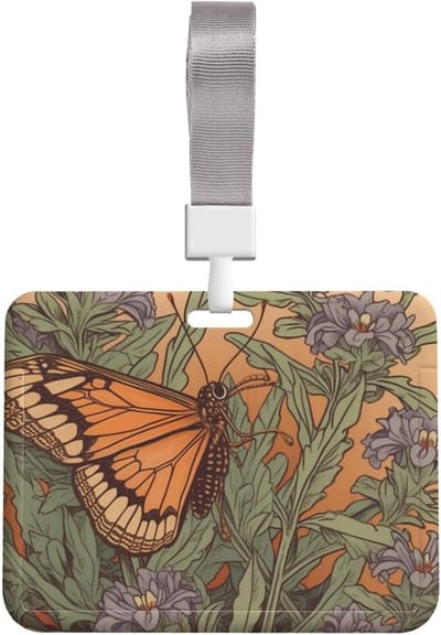ID-kaarthouder - Naamplaatje Badgehouder - Veilig Identificeren - Waterdicht Stofvrij - 10 x 8 cm - Vlinder Op Bloem