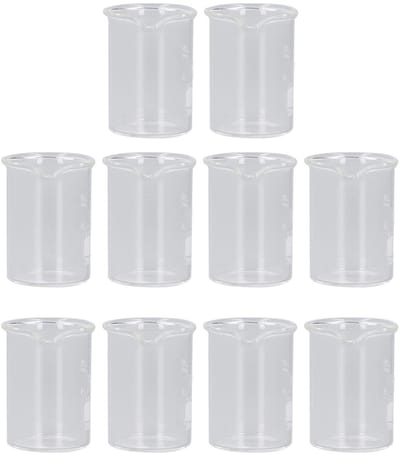 Allecto - Glas Maatbekerset - Laboratorium en Keuken - 10 Stuks - 25 Ml - Borosilicaatglas - Perfect voor Wetenschappelijke Experimenten - Geschikt...