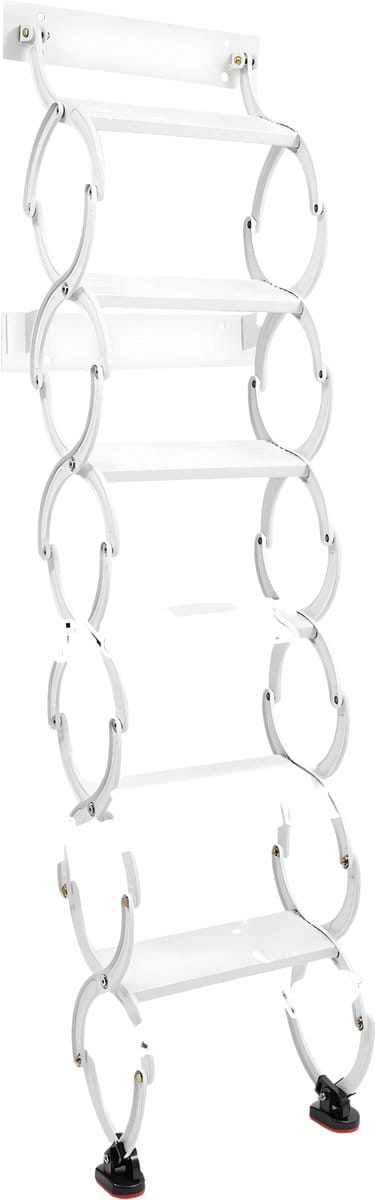 Telescopische zoldertrap - Voor toegang tot zolder - Uittrekbare telescopische trapladder met 6 treden - Intrekbare ladder - Wit