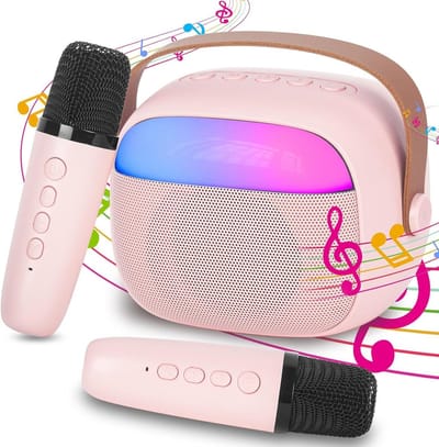 Compleet Draagbare Bluetooth Karaoke Speaker - 2 Microfoons - Lichten - Kinderfeestjes - Volwassenen - Verjaardagsgeschenken - Meisjes - Jongens - Familiefeestjes thuis