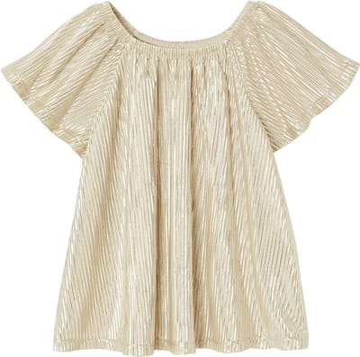 Vertbaudet Feestelijke meisjesblouse in lamй met geplooid effect en vlindermouwen