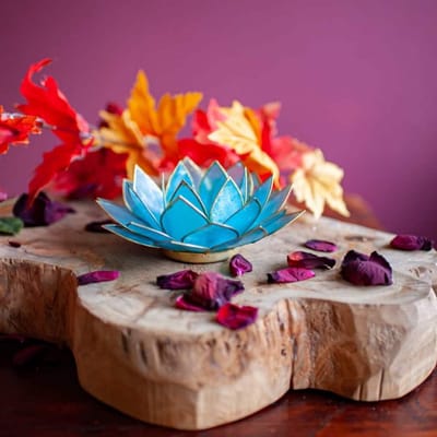 Lotus Sfeerlicht Blauw Goudrand – Deluxe