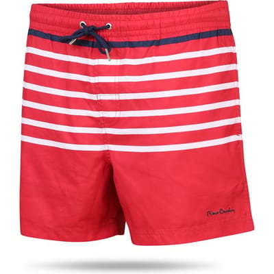 Pierre Cardin - Heren Zwembroeken Striped Swim Short - Rood - Maat S