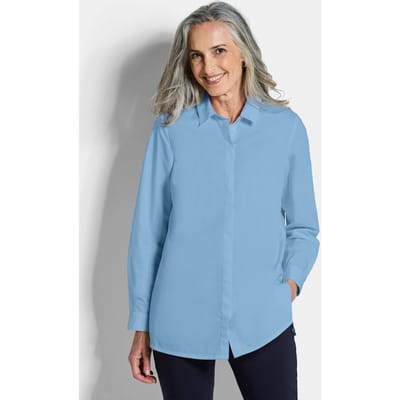 Overhemdblouse van puur katoen - blauw - Gr. 21 van Goldner Fashion