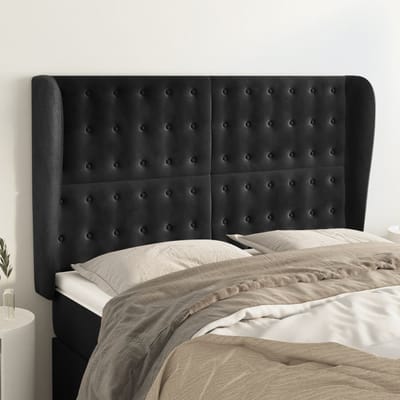 vidaXL - Hoofdbord - met - randen - 147x23x118/128 - cm - fluweel - zwart