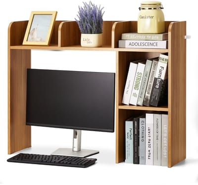 Houten Boekenkast, met 2 Verdiepingen, 94 X 24 X 73 Cm, Opbergplank voor Kantoor, Bureau met Antislipvoetjes, Houten Displayplank voor Kantoor, Thuis en Op de Slaapzaal