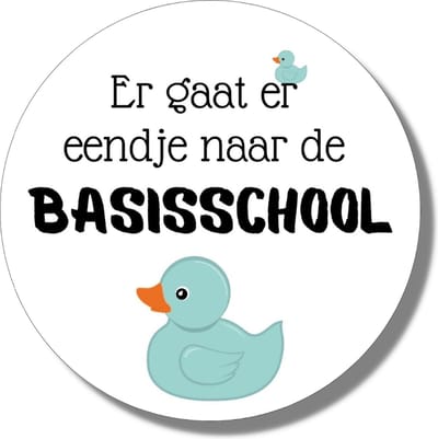 20 x Blauwe Traktatiestickers - Er Gaat Er Eendje Naar De Basisschool - Sluitsticker Afscheid | Wensetiket - Traktatiesticker Verjaardag - Kinder Traktatie - Traktatie Kinderdagverblijf Peuterspeelzaal