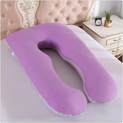 U Kussen Zwangerschap - Moederschapskussen Bolster - Comfortabel Slapen - Hypoallergeen Ademend - 60x110cm - Paars Grijs