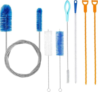 7pcs afvoerontstopper en reinigingsgereedschap - dubbele afvoerbuis reinigingsborstel - gootsteenontstopper borstel - loodgieter ontstoppen gereedschap voor pluggat badkamer douche keuken